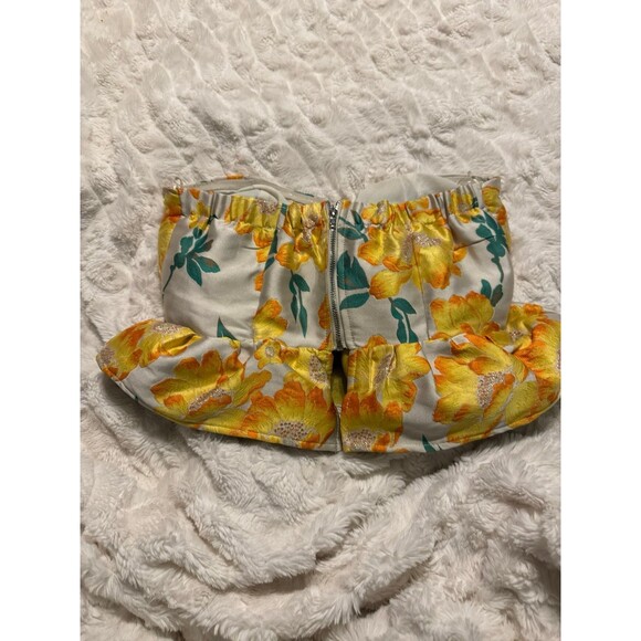 Endless Rose Floral Brocade Sweetheart Neck Crop Top - Picture 3 of 5